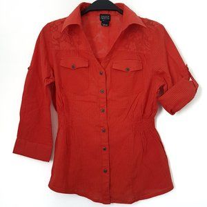 Joyce Leslie Orange Collar Top - Size S